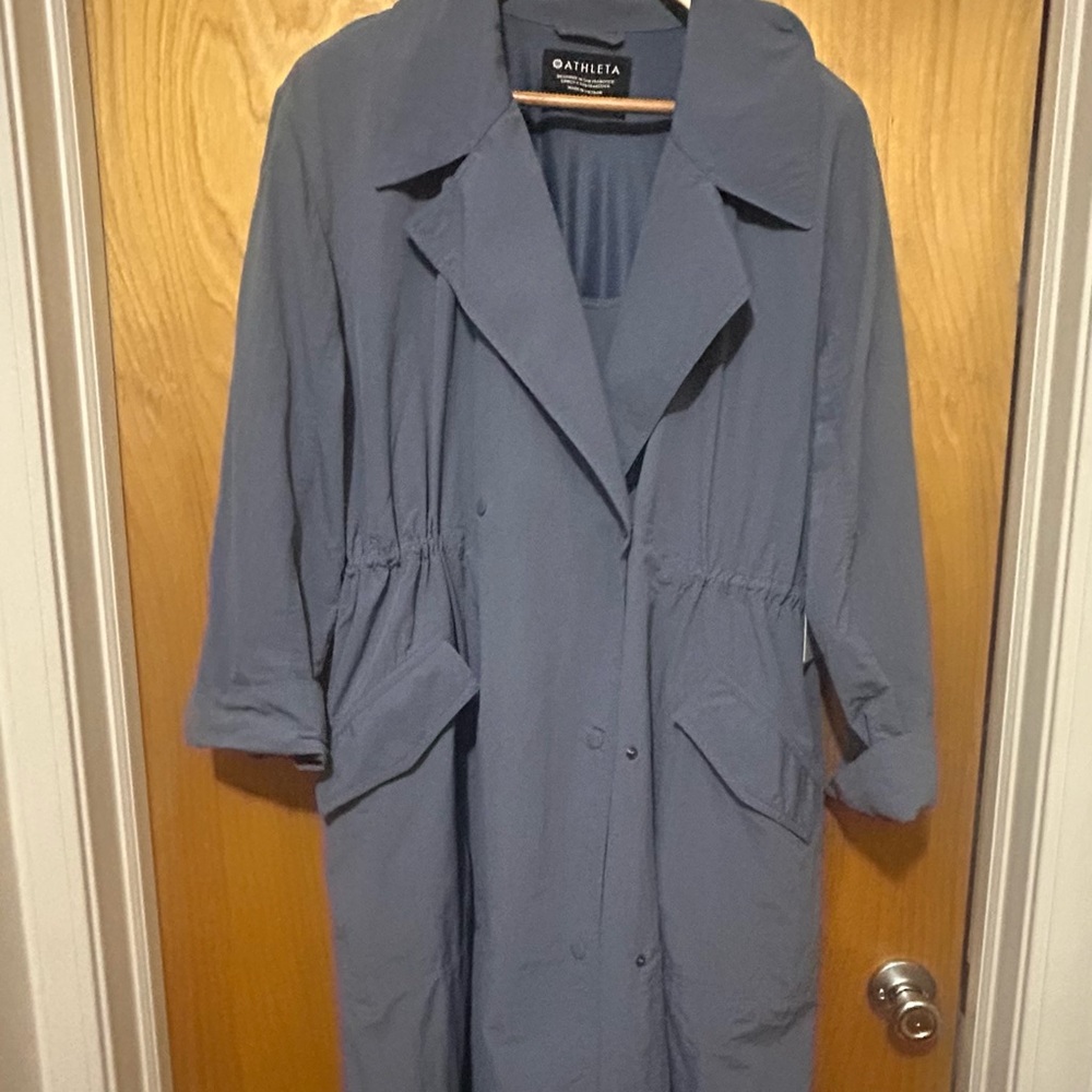 Athleta Blue-Gray Lightweight Trench Coat